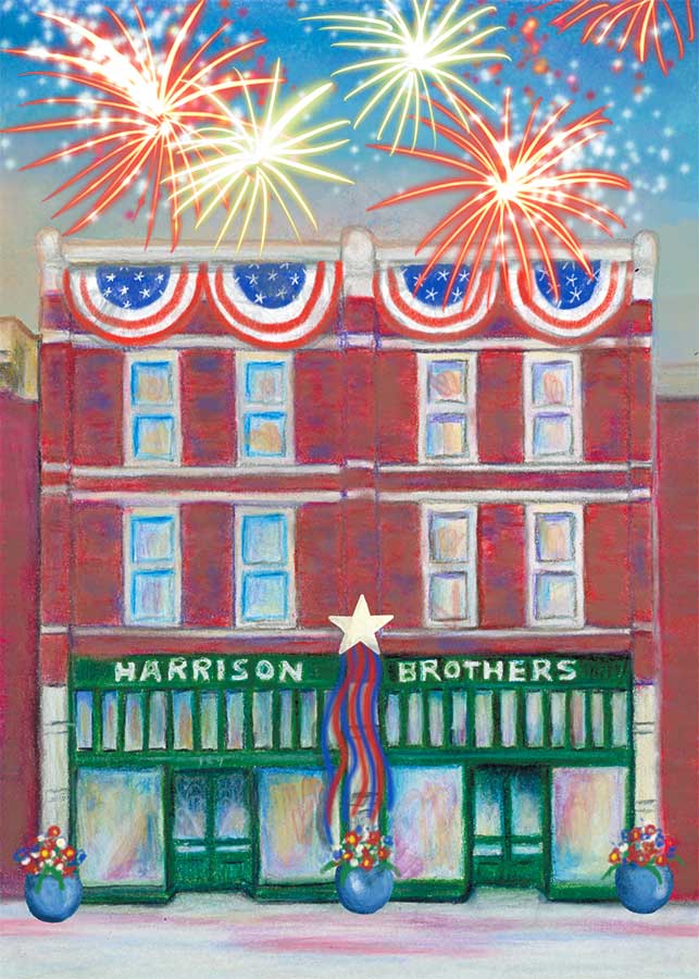 HBH Independence Day, 5" x 7", mixed media