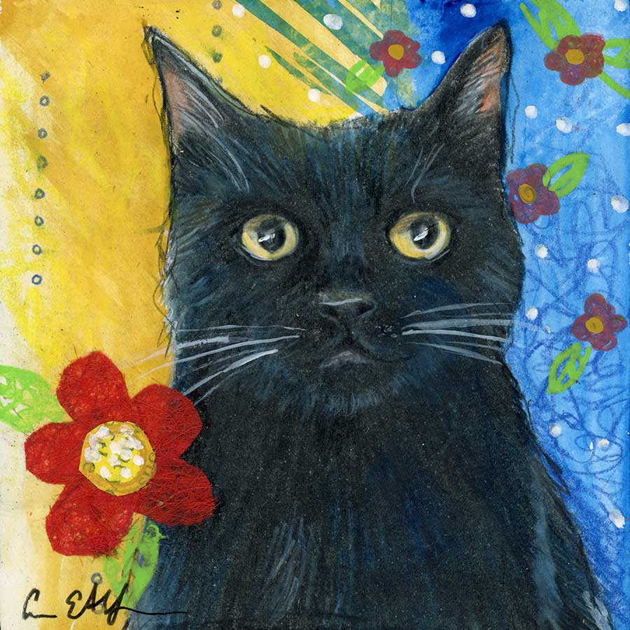 SOLD - So Dashing, 4" x 4", mixed media