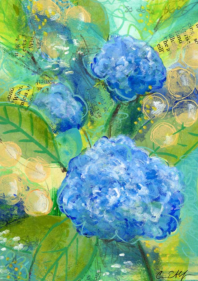 Blue Mood, 5" x 7", mixed media