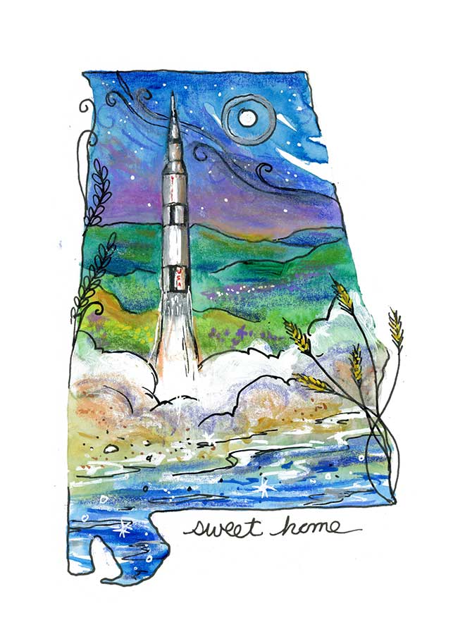 SOLD - Build Dreams, 5" x 7", mixed media