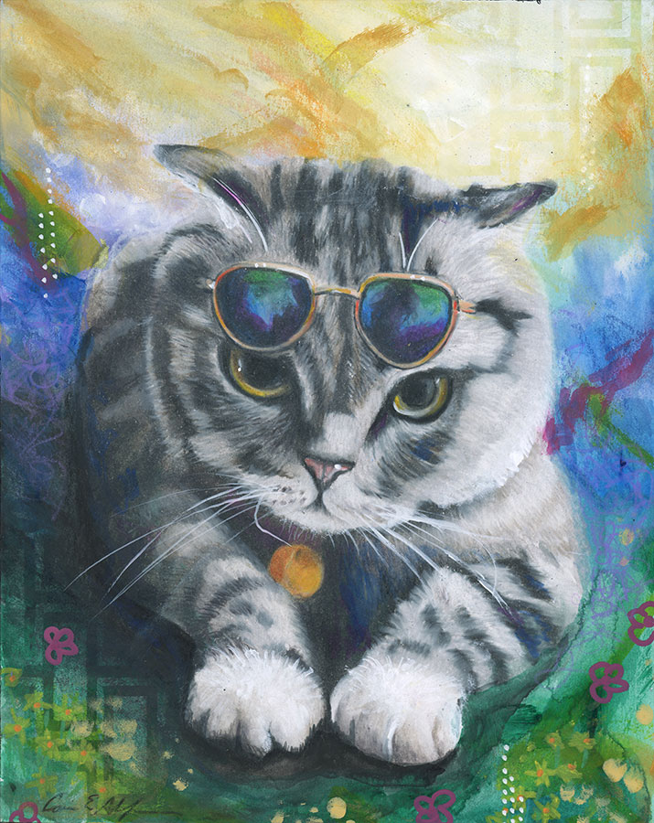 Do I Look Like I Care, 8" x 10", mixed media