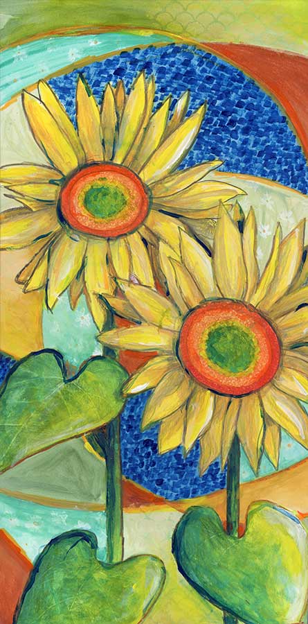 SOLD - Double Vision, 12" x 24", mixed media