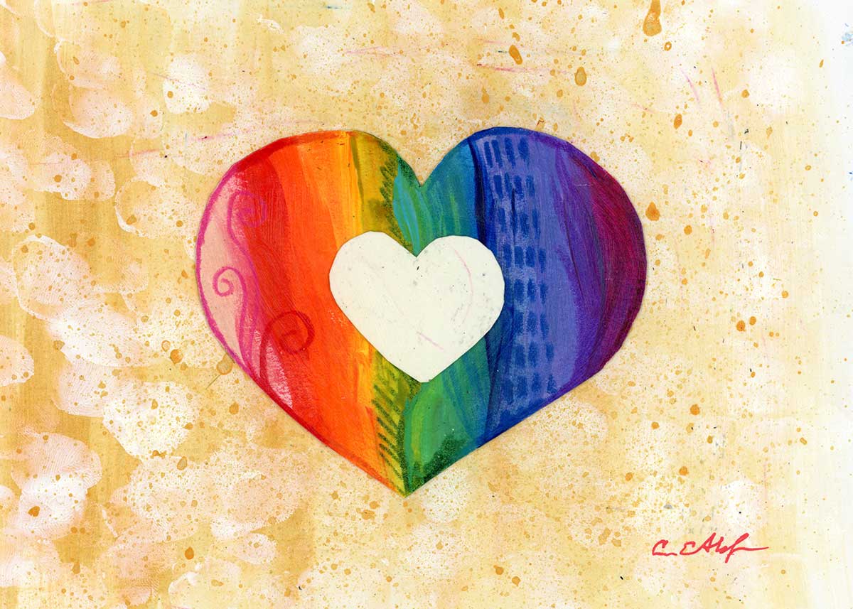 SOLD - Full Heart, 7" x 5", mixed media