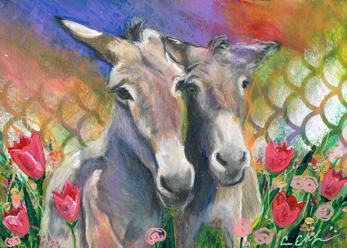 SOLD - Happiness, 7" x 5", mixed media