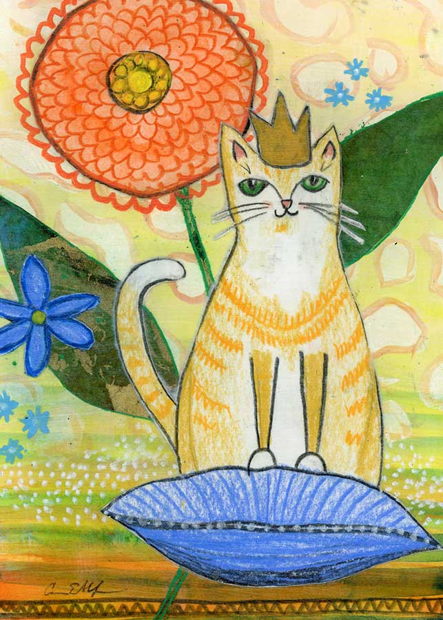 SOLD - If I Were King, 5" x 7", mixed media