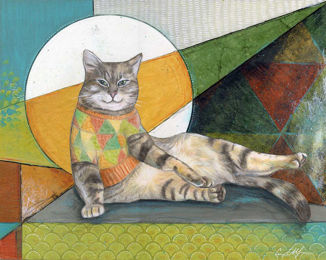 SOLD - I'm Too Sexy For My Sweater, 14" x 11", mixed media