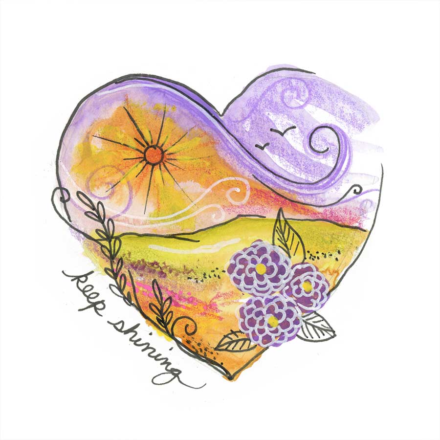 SOLD - Keep Shining #2, 4" x 4", mixed media