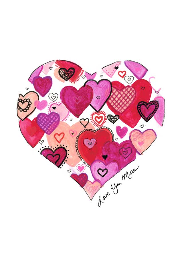 Love You More, 5" x 7", mixed media