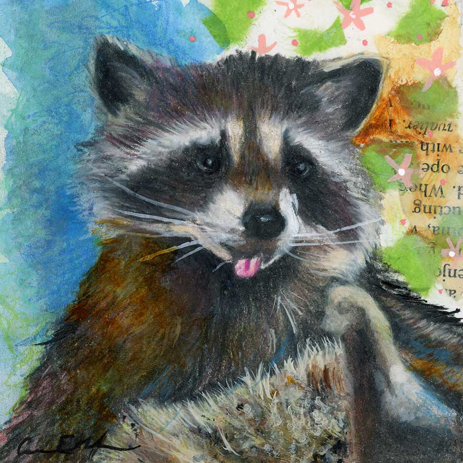SOLD - Mid Lick, 4" x 4", mixed media