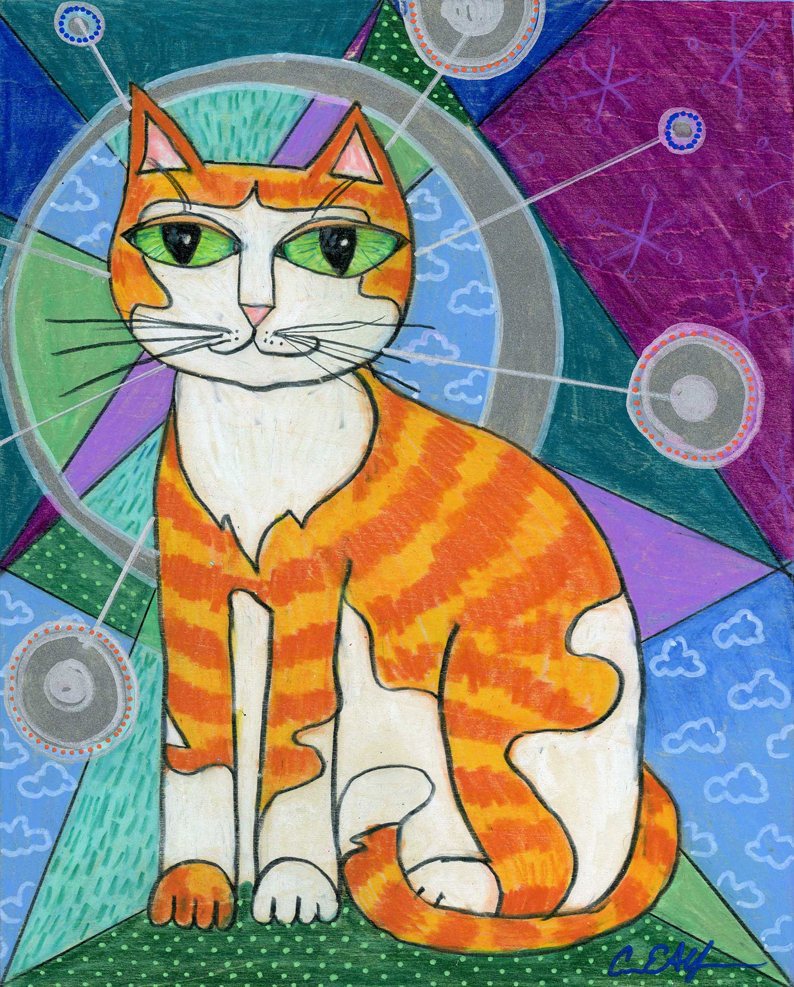 SOLD - Mod Orange and White Cat