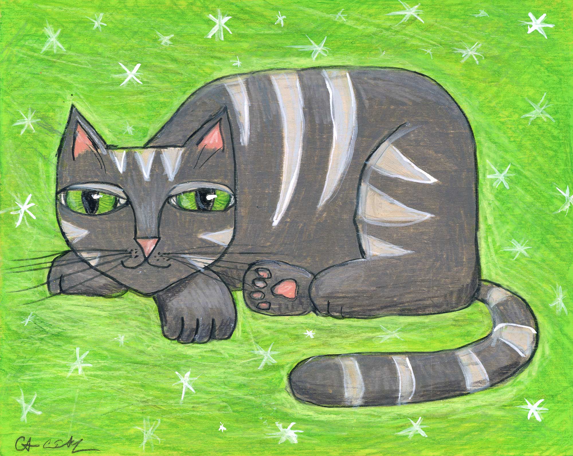 SOLD - Mod Cat on Green
