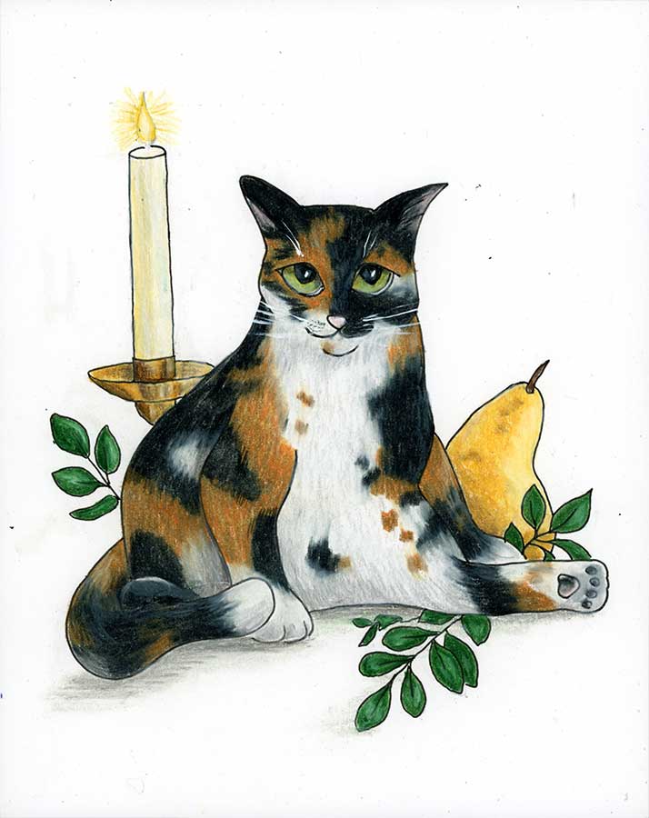 Paws and Give Thanks, 8" x 10", colored pencil
