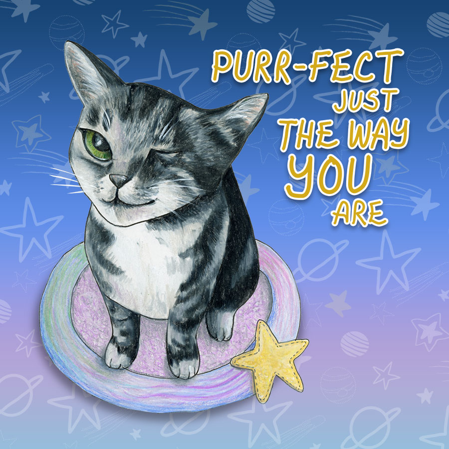 Purr-fect Just the Way You Are, 8" x 8", print