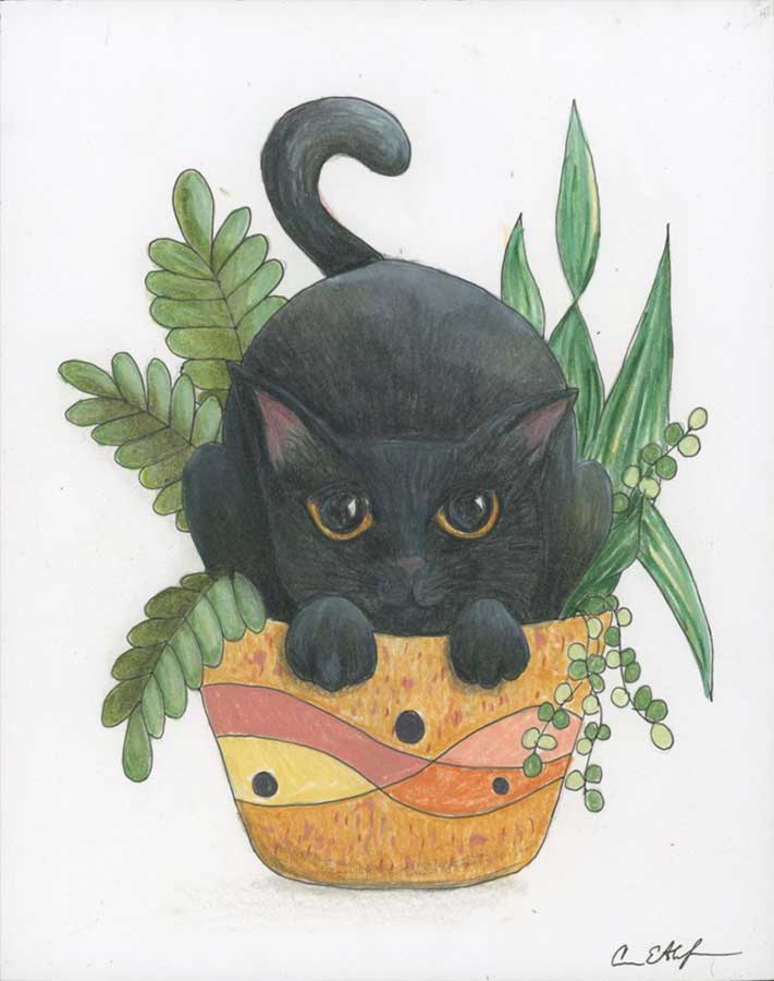 SOLD - Ready to Pounce, 8" x 10", colored pencil