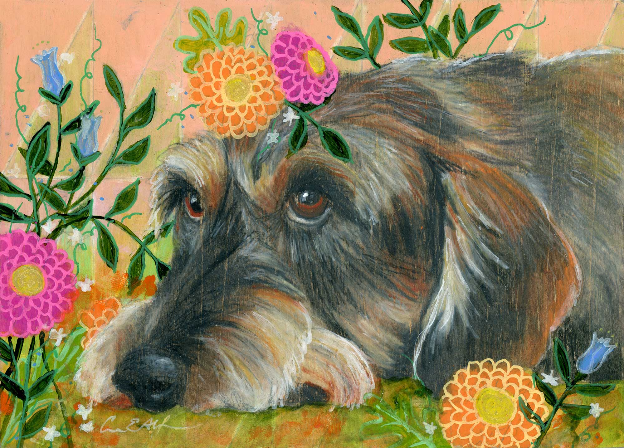 SOLD - "Restful", 7" x 5", mixed media