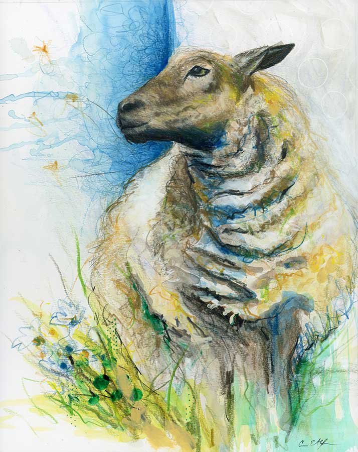 SOLD - Roam, 11" x 14", mixed media