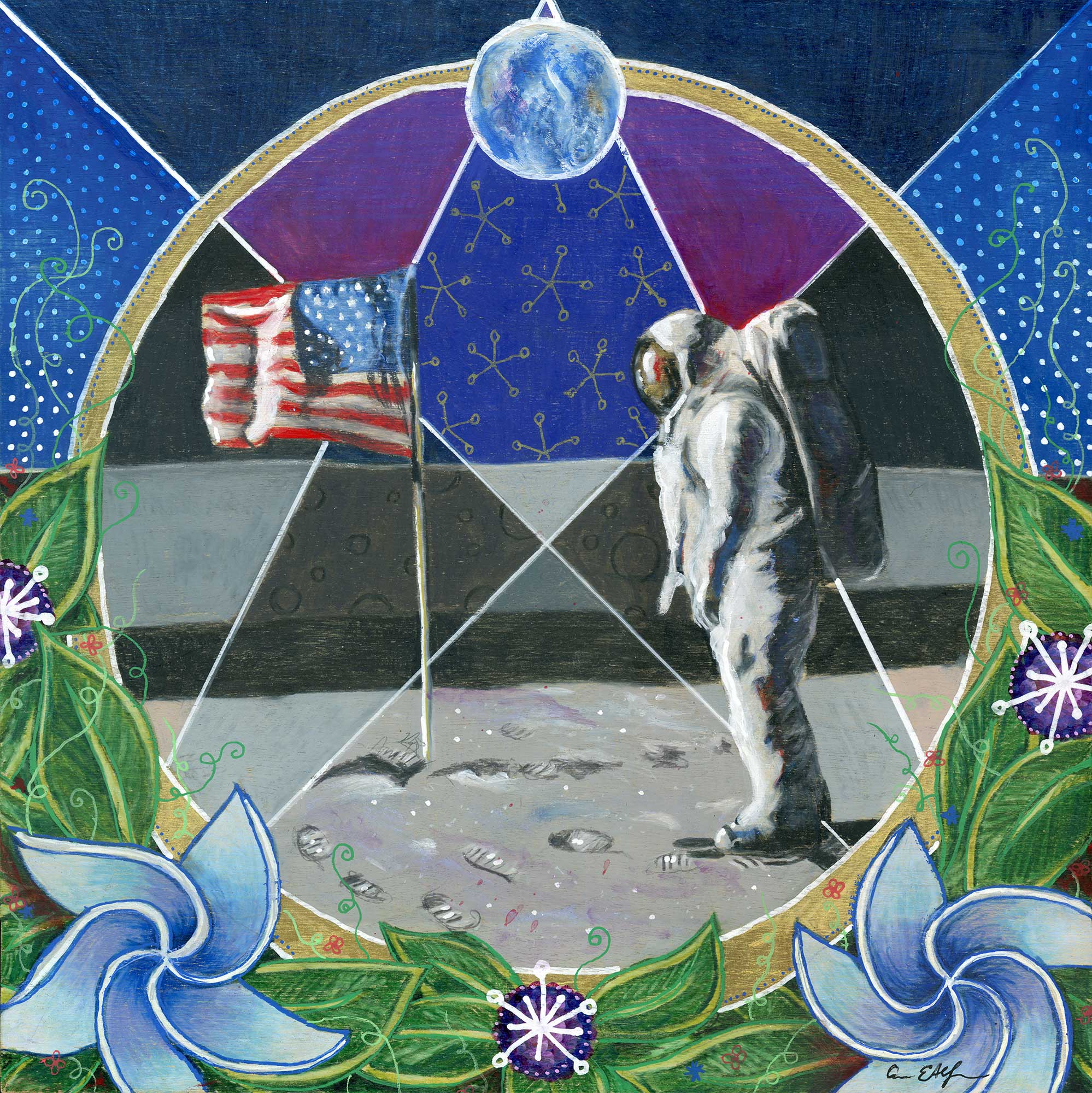 "Salute", 12" x 12", mixed media