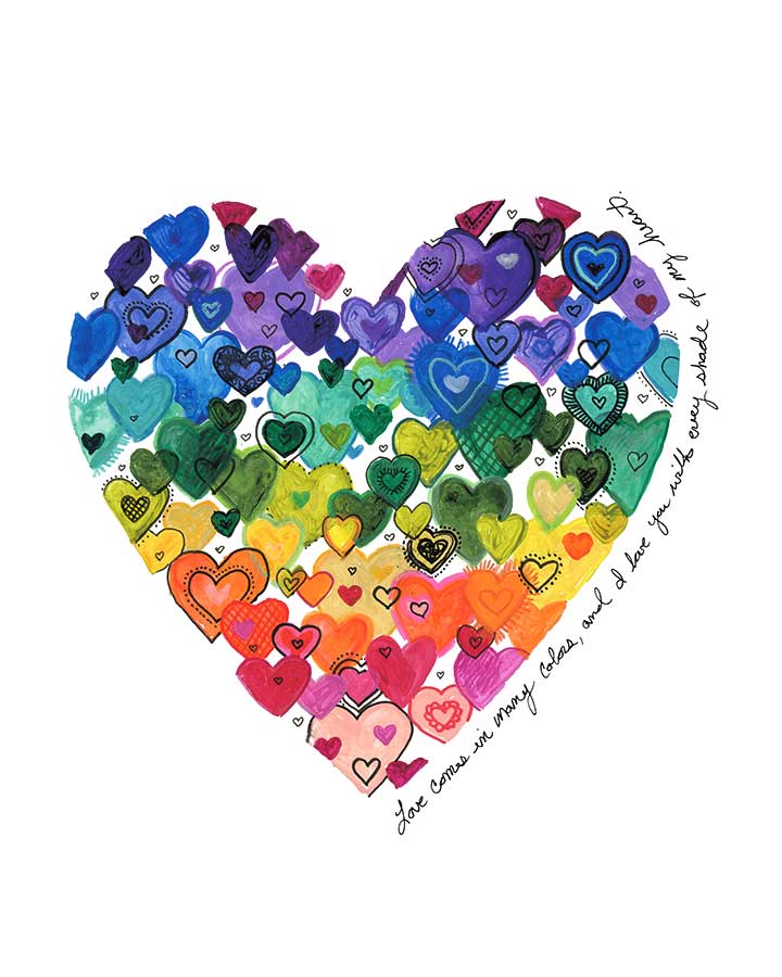 SOLD - SOLD - Shades of My Heart, 8" x 10", mixed media