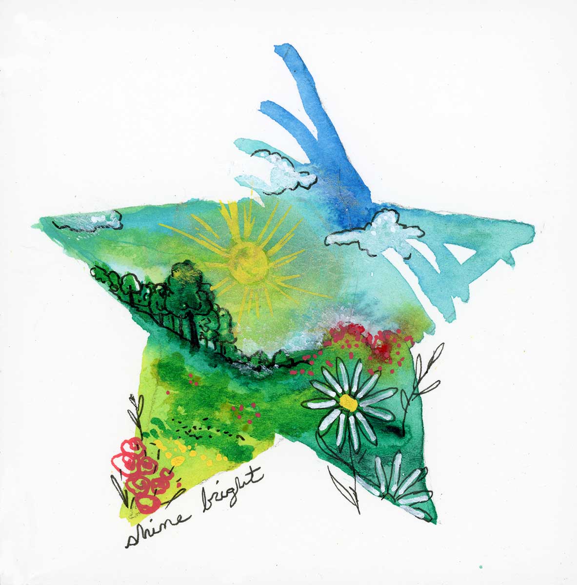 SOLD - Shine Bright, 4" x 4", mixed media
