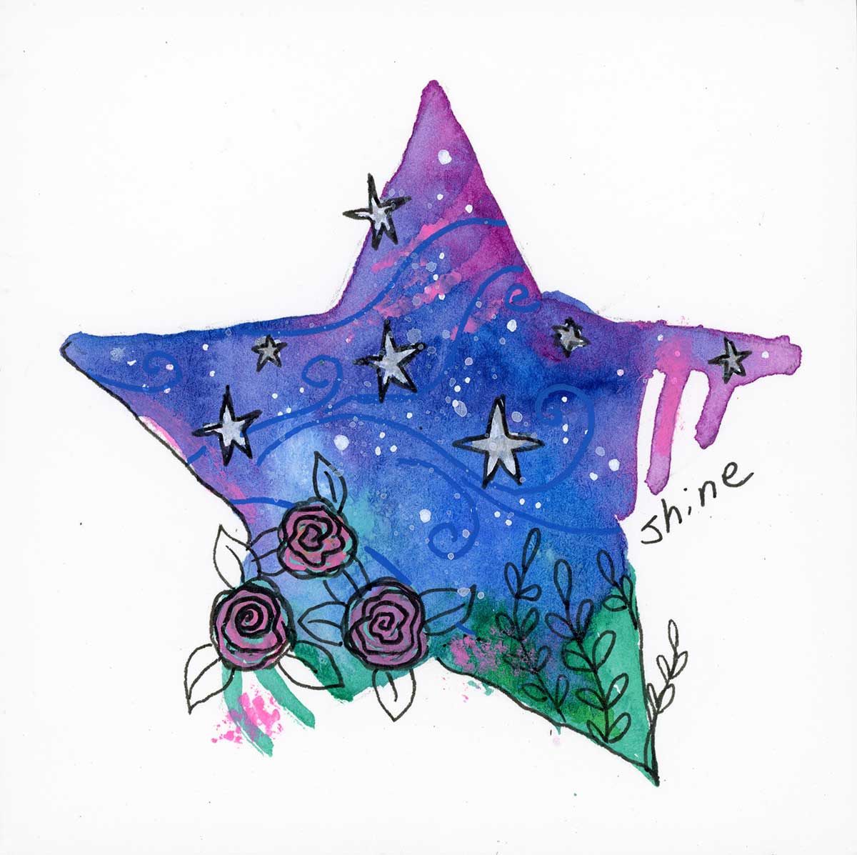 SOLD - Shine, 4" x 4", mixed media