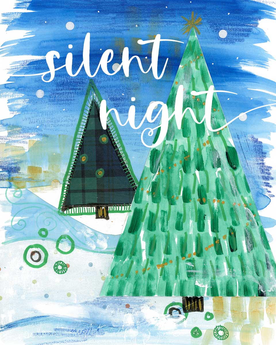 Silent Night, 8" x 10", mixed media