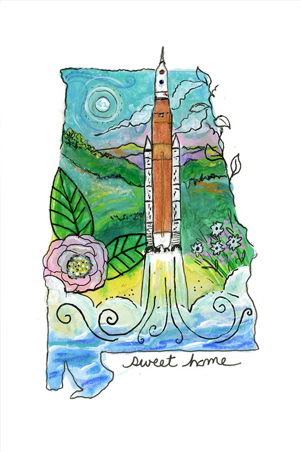 SOLD - SLS Sunrise (AL), 4" x 6", mixed media