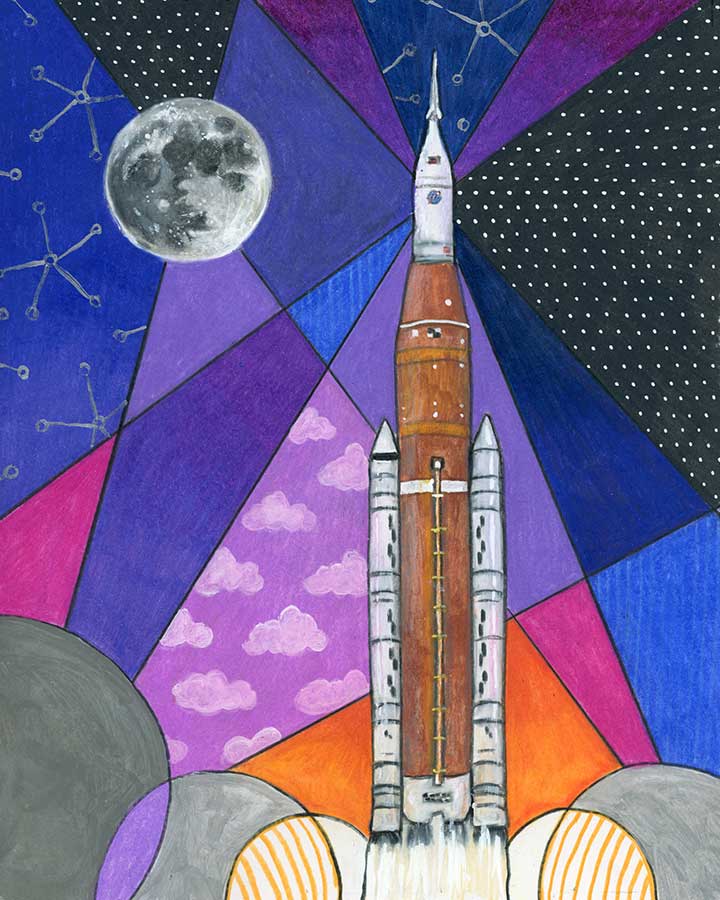 SOLD - SLS Sunset, 8" x 10", mixed media