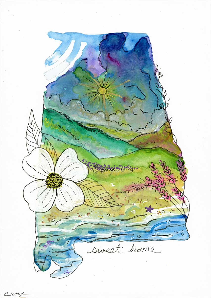 SOLD - Spring Begins, 5" x 7", mixed media