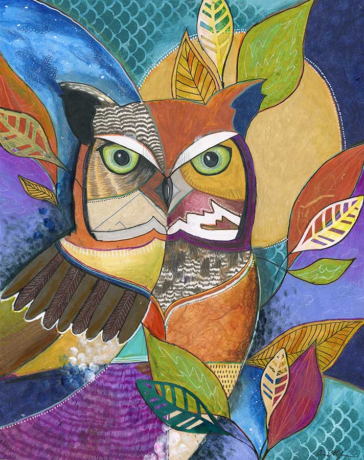 SOLD - Wrapped In Autumn, 16" x 20", mixed media