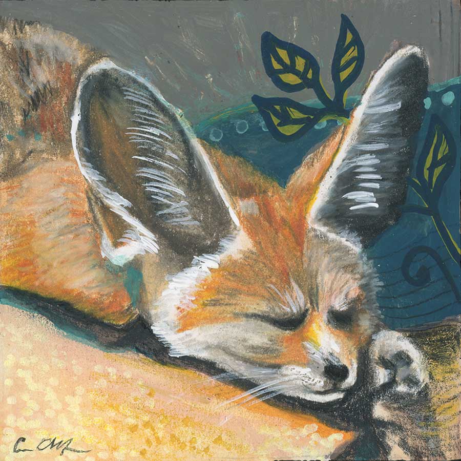Peaceful Sleep, 4" x 4", mixed media