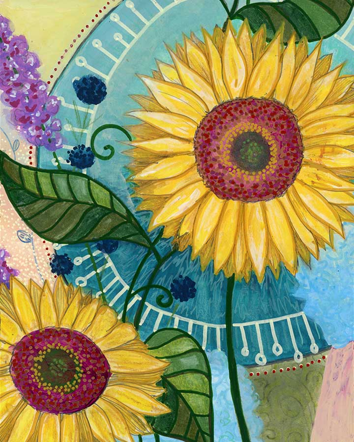 Sunny, 8" x 10", mixed media